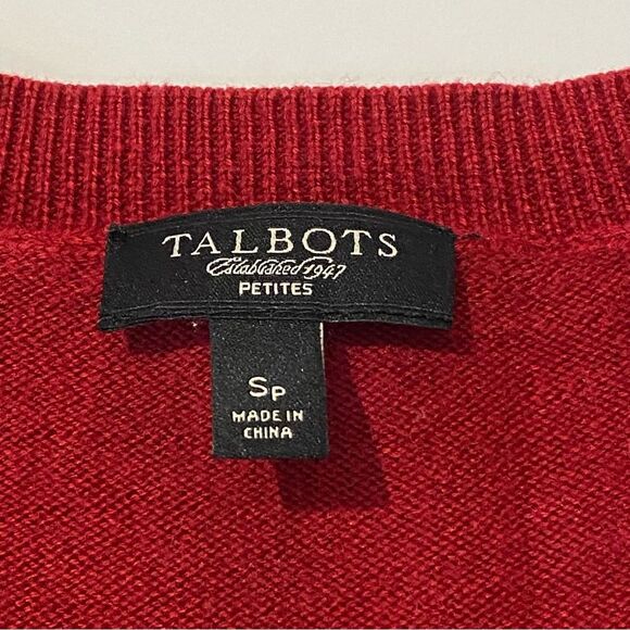 Women's Talbots Allover Cableknit Crew Sweater In Red Pop Size 5p - Picture 4 of 12